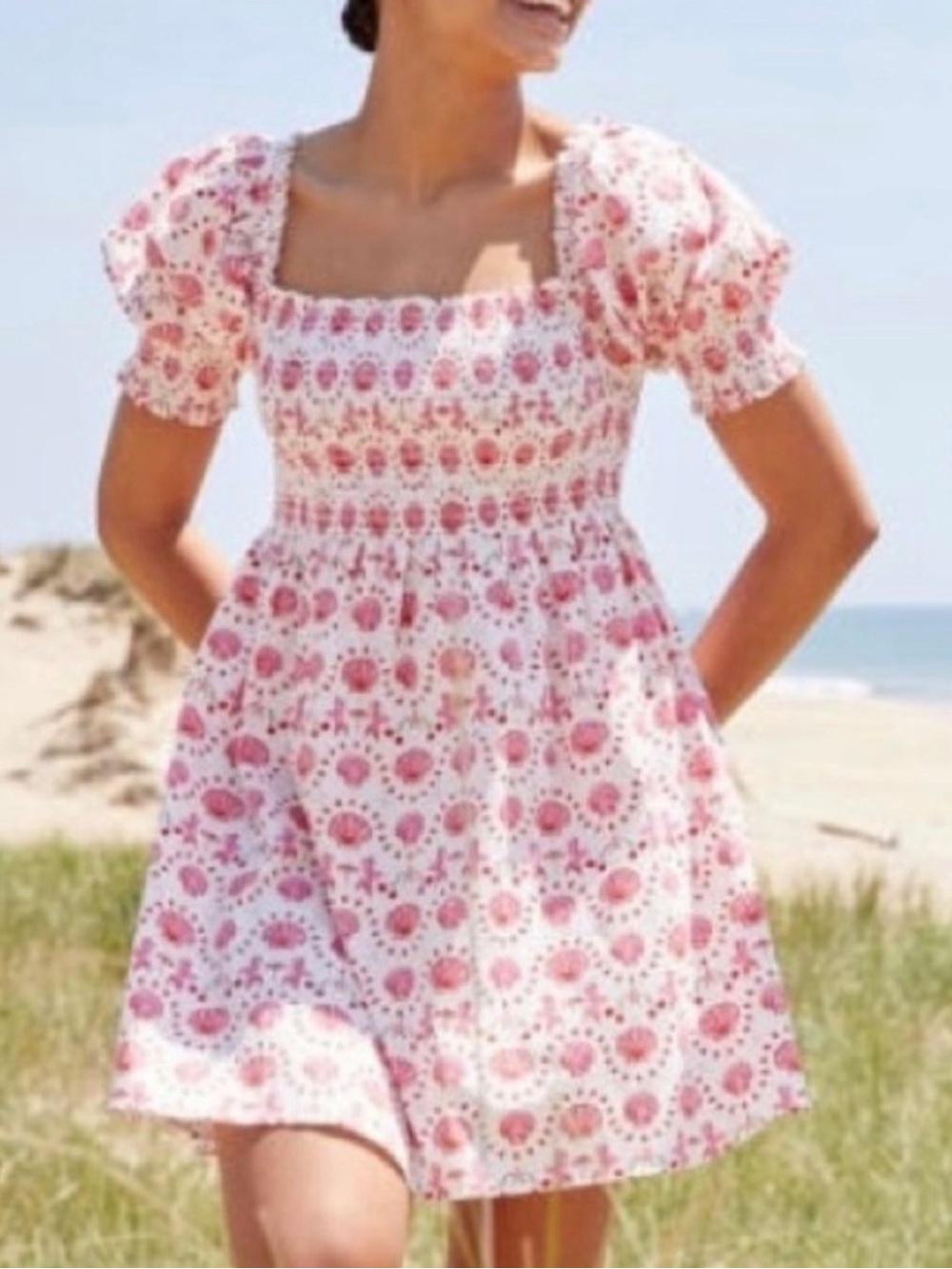 Hill House Size S • Pink Shell Naia Nap Dress Cotton Smocked.